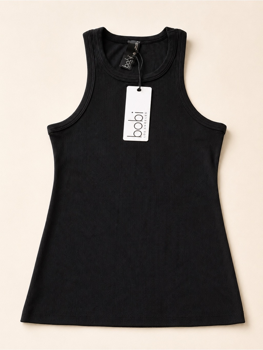 bobi Black Ribbed Scoop Tank